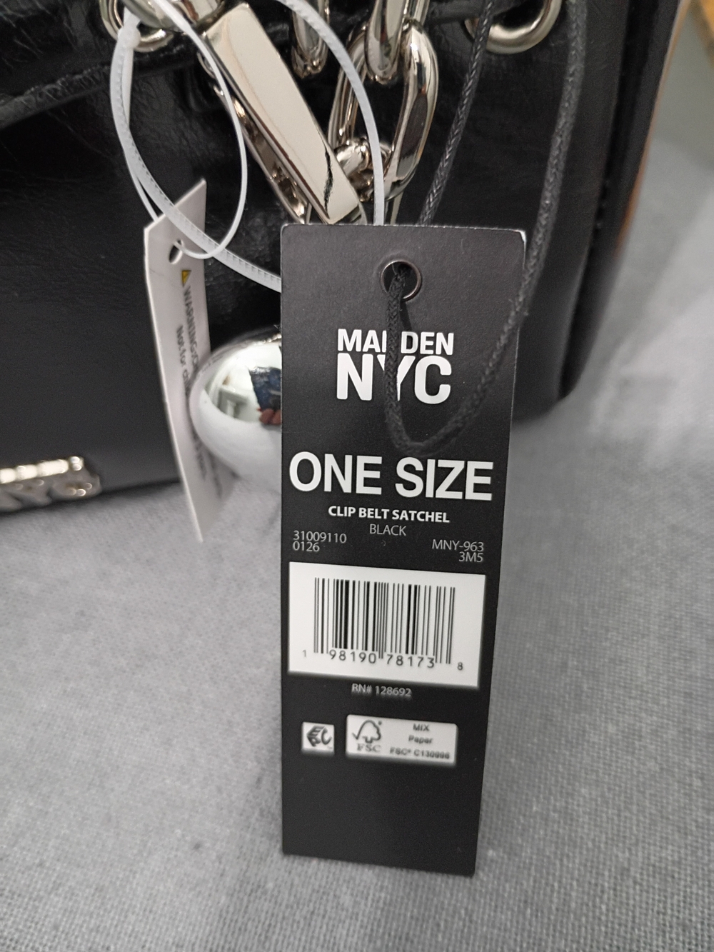 Madden NYC Black Chain-Accent Crossbody Satchel - Picture 5 of 6